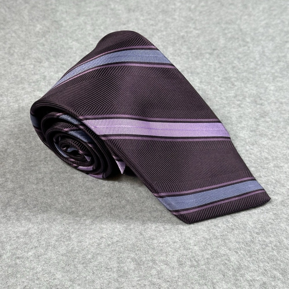 Chelsea Robert Talbott Silk Tie Purple Blue Repp Striped USA Classic 60x3.75in